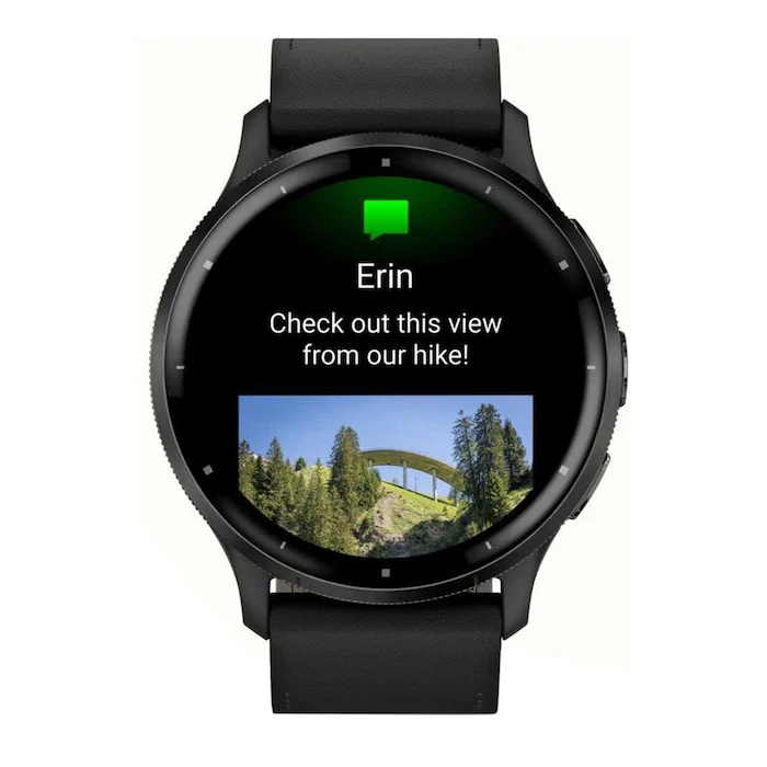Garmin Venu 3 Slate Bezel, Black Case and Black Leather Band Smart Watch GPS Smartwatch  010-02784-52