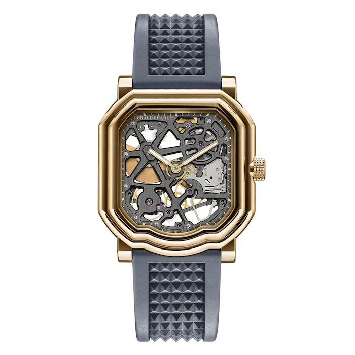 Gerald Charles Automatic 39mm Men’s Watch with Grey Material Dial, Gold Case, 100m Water Resistant / GC8.0-RG-06