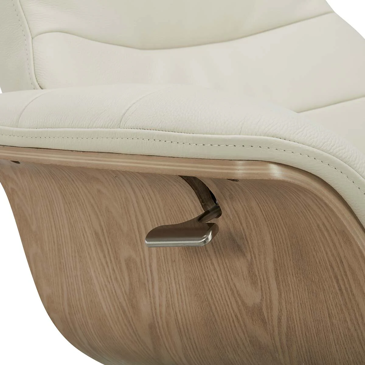 Gilman Creek Karma Cream Top Grain Leather Swivel Chair with Ottoman - Image 3