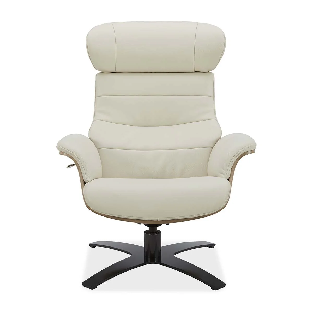 Gilman Creek Karma Cream Top Grain Leather Swivel Chair with Ottoman - Image 4