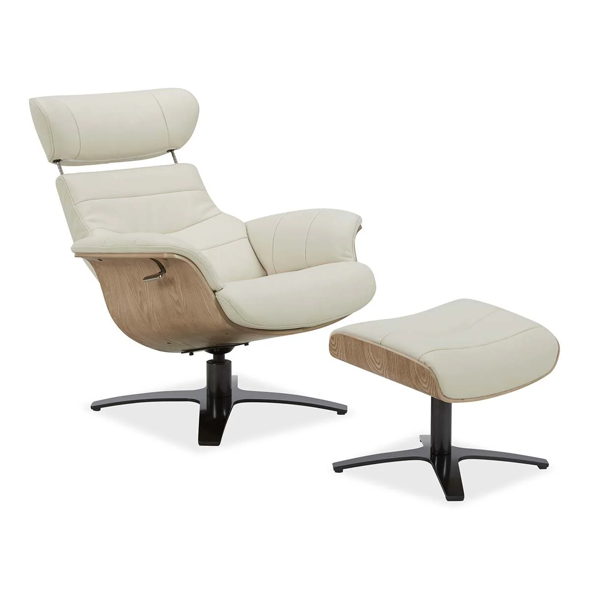 Gilman Creek Karma Cream Top Grain Leather Swivel Chair with Ottoman - Image 8