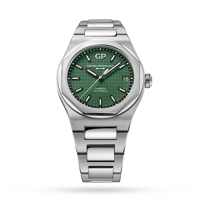 Girard Perregaux Elegance Automatic 542mm Men’s Watch with Green Material Dial, Stainless Steel Case & Bracelet, 100m Water Resistant / 81010-11-3153-1CM