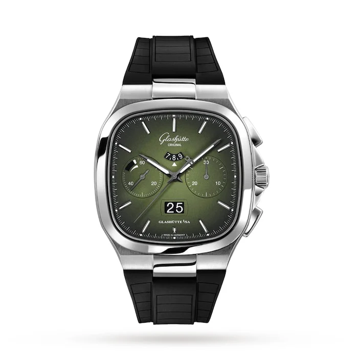 Glashutte Original Automatic 37mm Men’s Watch with Green Material Dial, Stainless Steel Case, 100m Water Resistant / 1-37-02-09-02-63