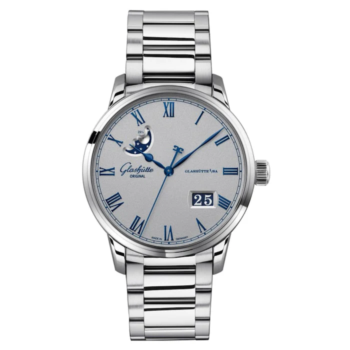 Glashutte Original Automatic 40mm Men’s Watch with Grey Material Dial, Stainless Steel Case & Bracelet, 50m Water Resistant / 1-36-24-02-02-71