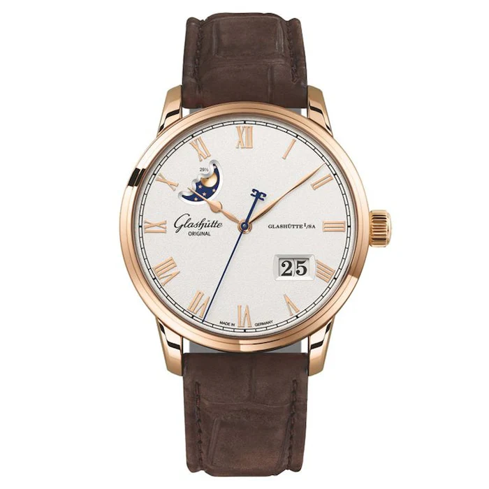 Glashutte Original Automatic 40mm Men’s Watch with Silver Material Dial, Gold Case, 50m Water Resistant / 1-36-24-02-05-02