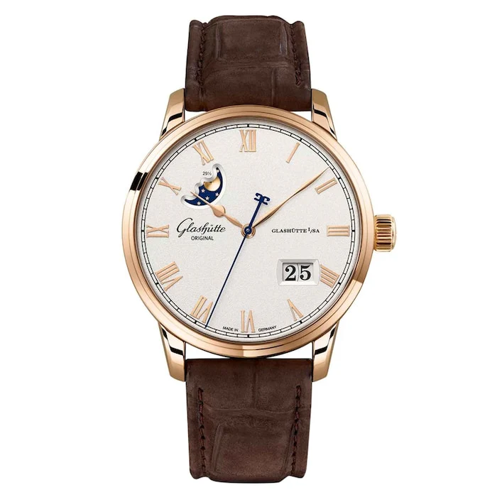 Glashutte Original Automatic 40mm Men’s Watch with Silver Material Dial, Gold Case, 50m Water Resistant / 1-36-24-02-05-62