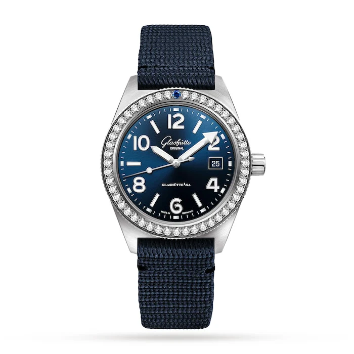 Glashutte Original Automatic Men’s Watch with Blue Material Dial, Stainless Steel Case, 200m Water Resistant / 1-39-11-09-82-08