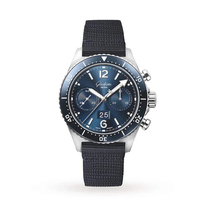 Glashutte Original Automatic Men’s Watch with Blue Material Dial, Stainless Steel Case, 300m Water Resistant / 1-37-23-02-81-36
