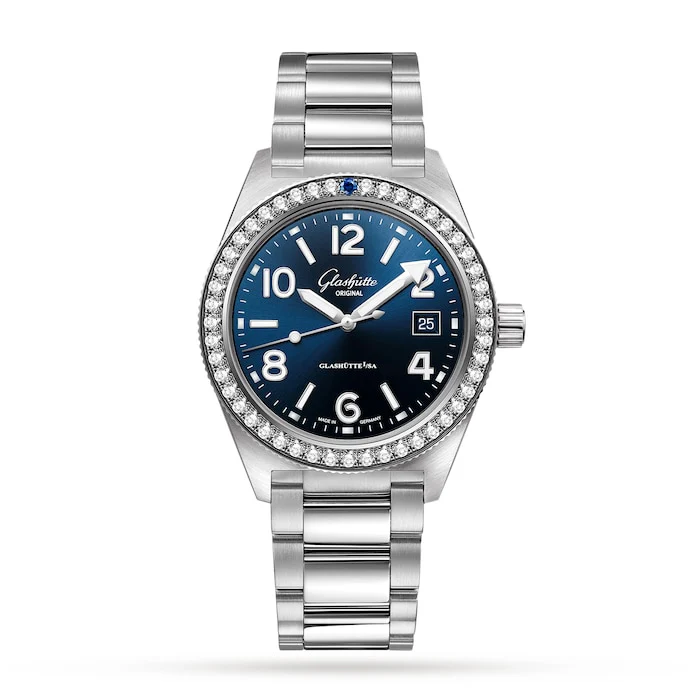Glashutte Original Automatic Men’s Watch with Blue Material Dial, Stainless Steel Case & Bracelet, 200m Water Resistant / 1-39-11-09-82-70