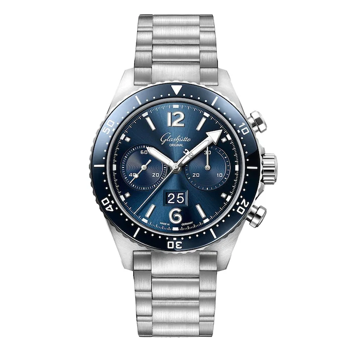 Glashutte Original Automatic Men’s Watch with Blue Material Dial, Stainless Steel Case & Bracelet, 300m Water Resistant / 1-37-23-02-81-70
