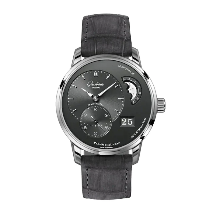 Glashutte Original PanoMaticLunar 40mm Mens Watch Grey Luxury Watch Swiss Made Highâ Precision Movement Sapphire Crystal Stainless Steel Case 1-90-02-43-32-62