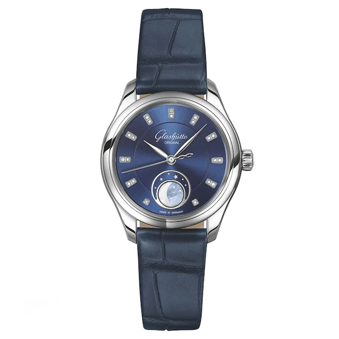 Glashutte Original Serenade Luna 32.5mm Ladies Watch Blue Luxury Watch Swiss Made 1-35-14-03-02-04