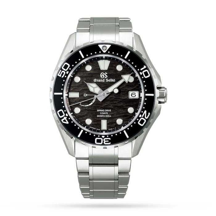 Grand Seiko Evolution 9 Spring Drive 44mm Men’s Watch with Black Material Dial, Stainless Steel Case, 200m Water Resistant / SLGA015