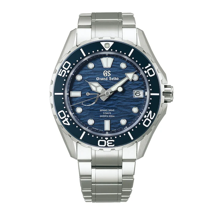 Grand Seiko Evolution 9 Spring Drive 44mm Men’s Watch with Blue Material Dial, Stainless Steel Case & Bracelet, 200m Water Resistant / SLGA023