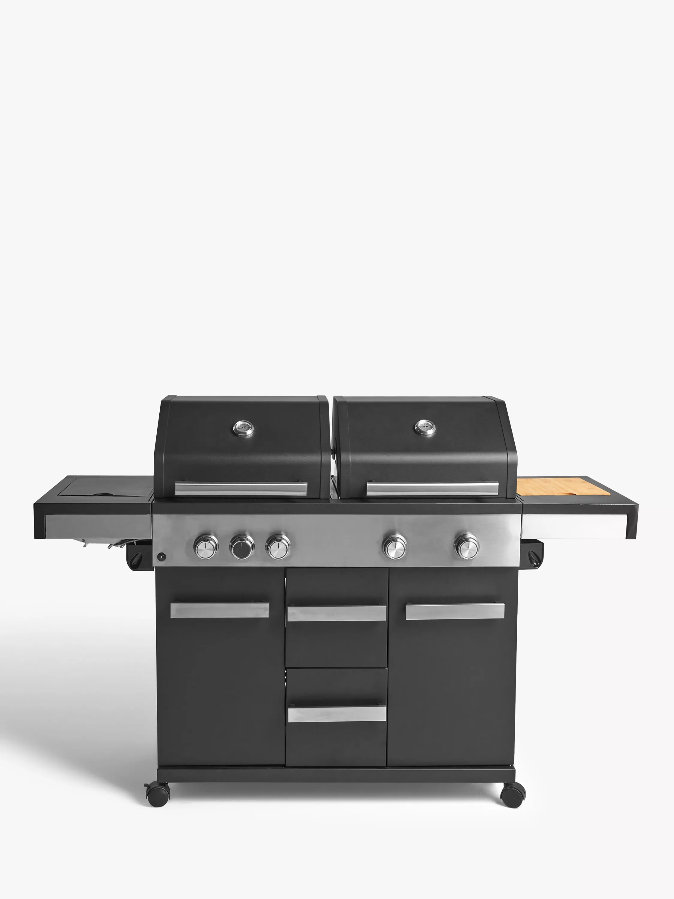 Grillstream Dual Hood 5-Burner Hybrid Gas & Charcoal BBQ, Black/Silver - Image 3