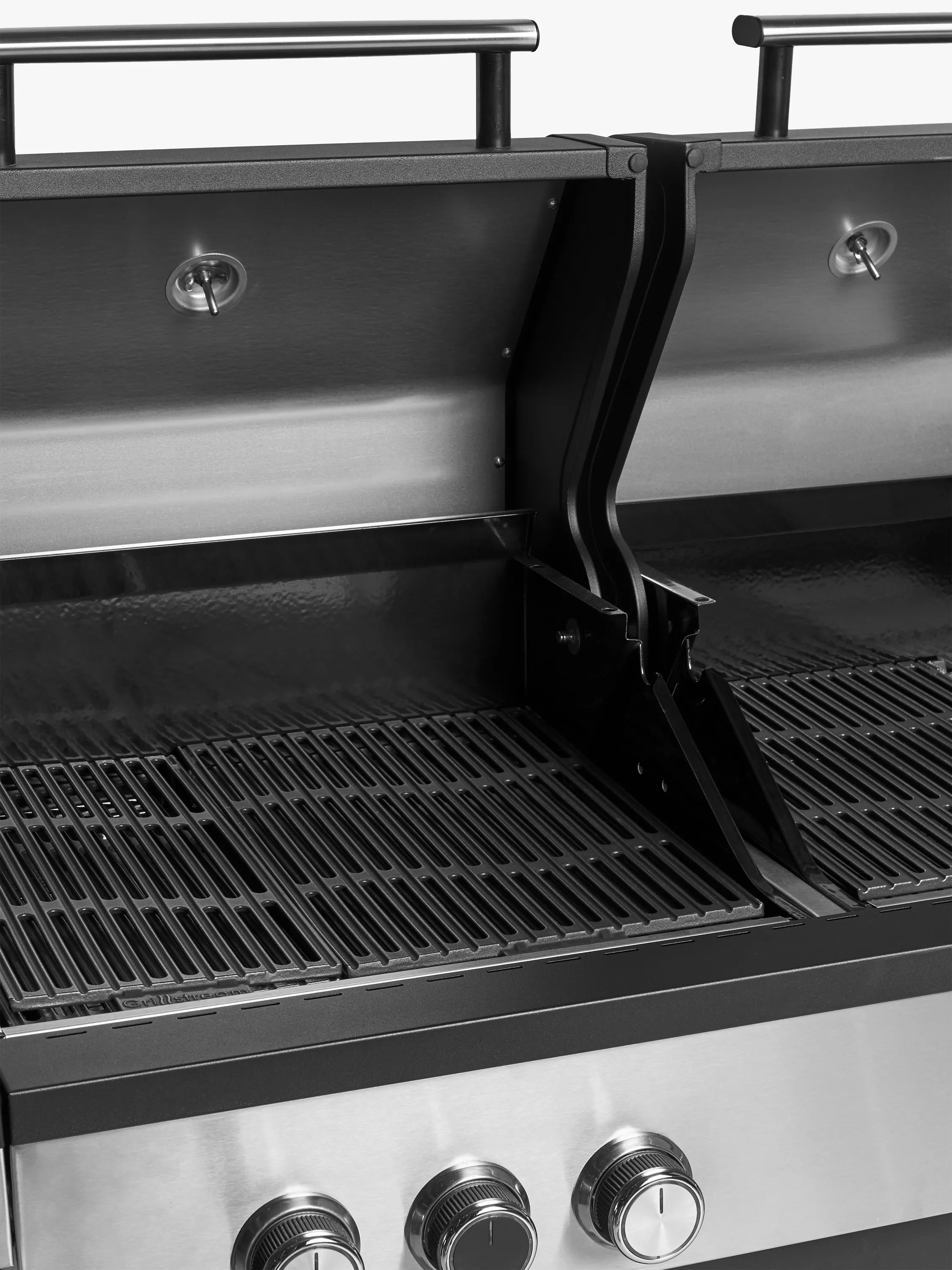 Grillstream Dual Hood 5-Burner Hybrid Gas & Charcoal BBQ, Black/Silver - Image 4