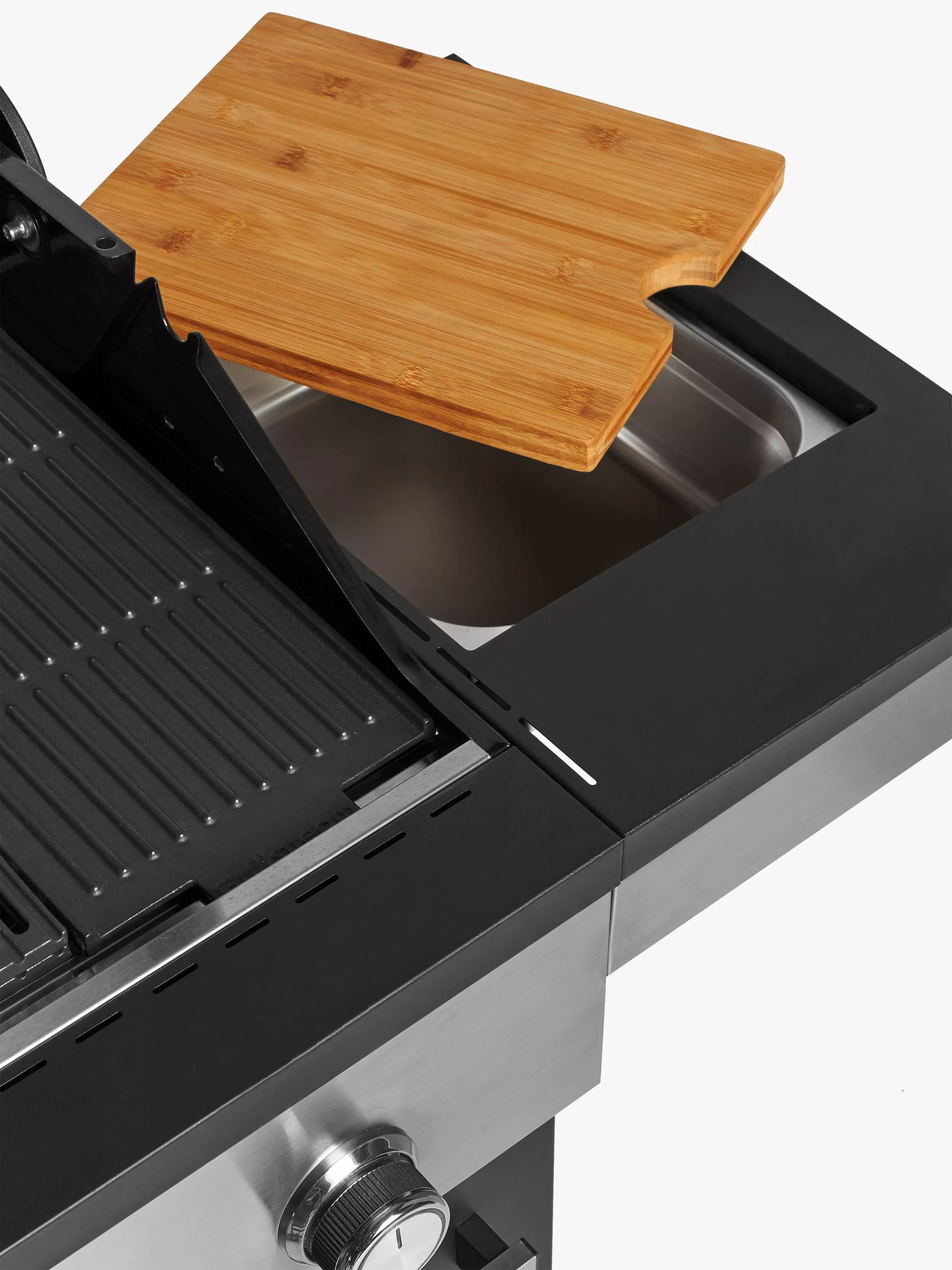 Grillstream Dual Hood 5-Burner Hybrid Gas & Charcoal BBQ, Black/Silver - Image 5
