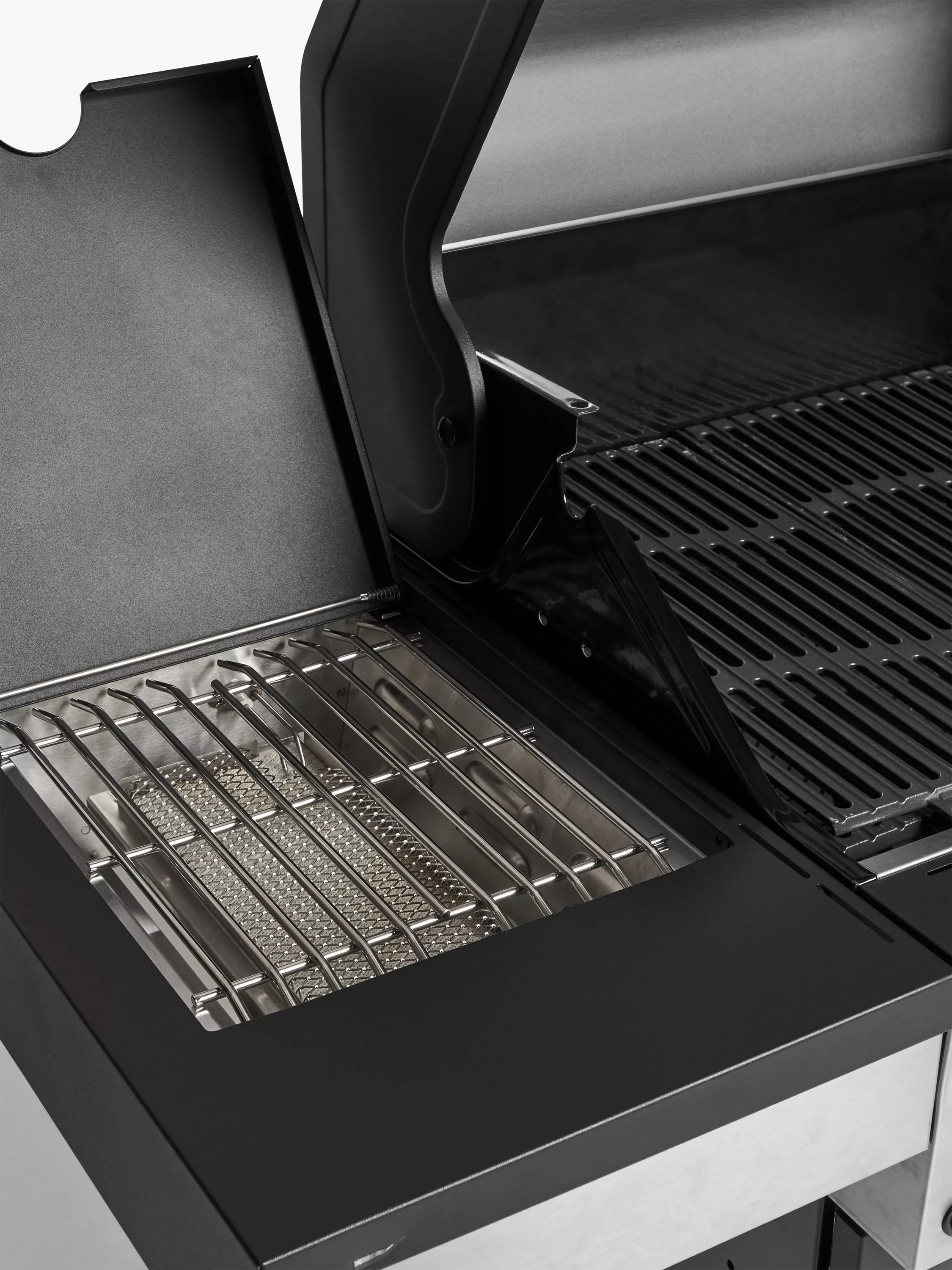 Grillstream Dual Hood 5-Burner Hybrid Gas & Charcoal BBQ, Black/Silver - Image 6