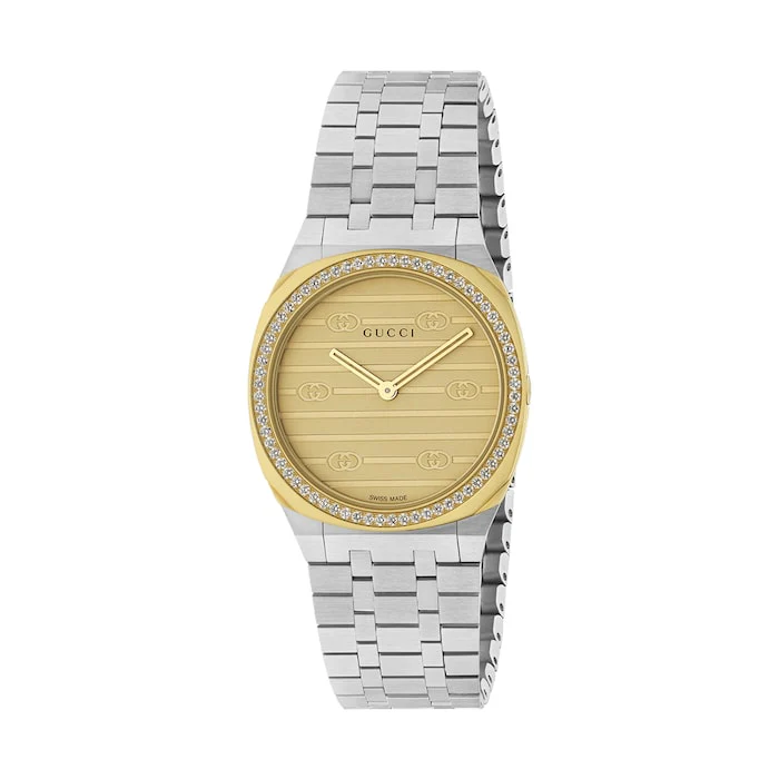 Gucci 25H watch, 30mm Luxury Watch Swiss Made High Precision Movement Sapphire Crystal Stainless Steel Case YA163505