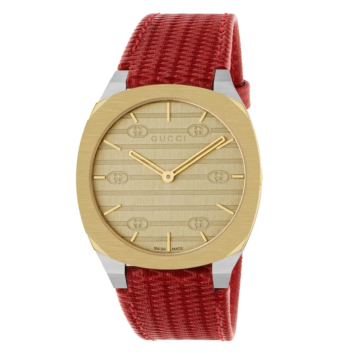 Gucci 25H watch, 34mm Luxury Watch Swiss Made High Precision Movement Sapphire Crystal Stainless Steel Case YA163415
