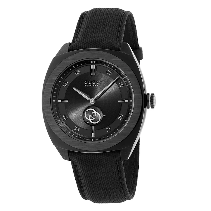 Gucci Automatic 41mm Men’s Watch with Black Material Dial, Stainless Steel Case, 100m Water Resistant / YA142330
