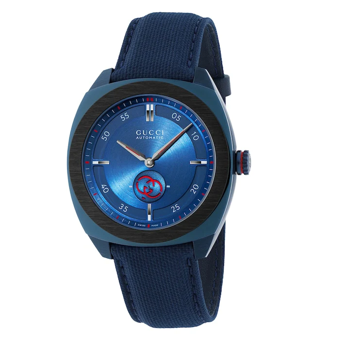Gucci Automatic 41mm Men’s Watch with Blue Material Dial, Stainless Steel Case, 100m Water Resistant / YA142331