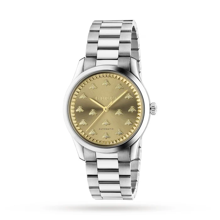 Gucci Automatic 44mm Men’s Watch with Gold Material Dial, Stainless Steel Case & Bracelet, 50m Water Resistant / YA1264191