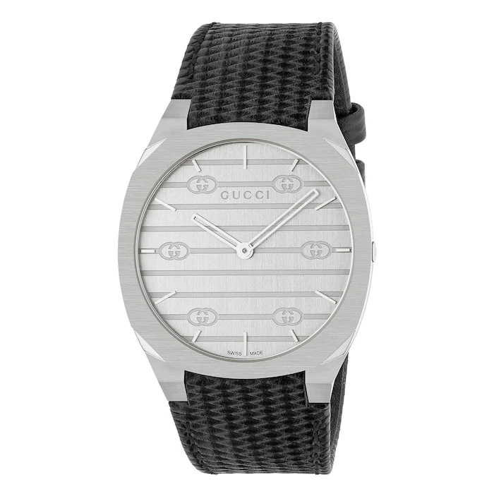 Gucci Quartz 38mm Men’s Watch with Silver Material Dial, Stainless Steel Case, 30m Water Resistant / YA163419