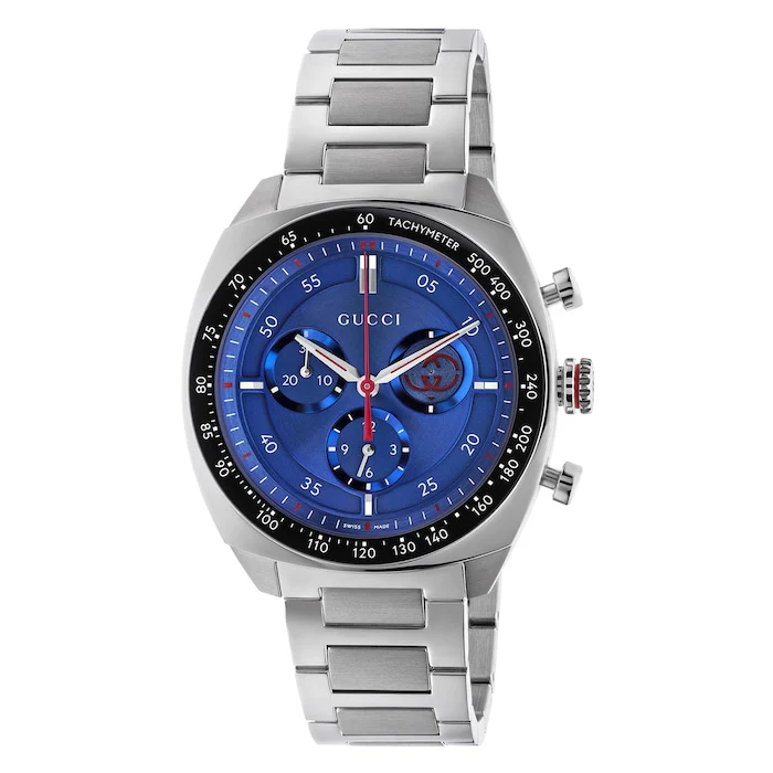 Gucci Quartz 41mm Men’s Watch with Blue Material Dial, Stainless Steel Case & Bracelet, 100m Water Resistant / YA142317