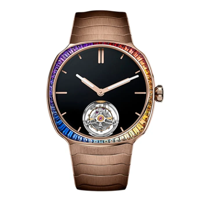 H. Moser & Cie Automatic 40mm Men’s Watch with Black Material Dial, Gold Case, 120m Water Resistant / 6804-0401