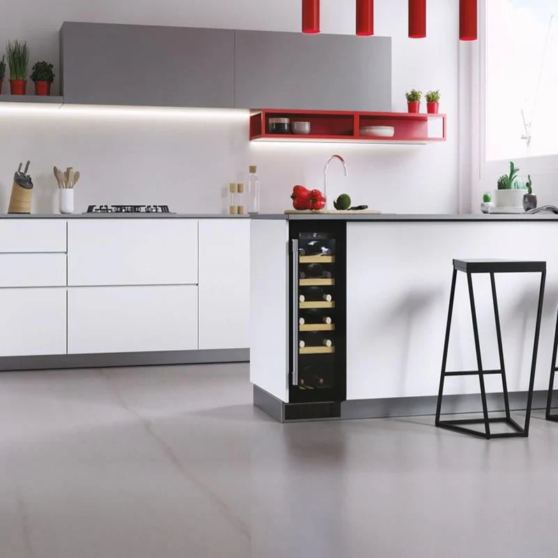 H500 30cm Wine Cooler - Black Glass & Stainless Steel - HWCB 30 UK/N