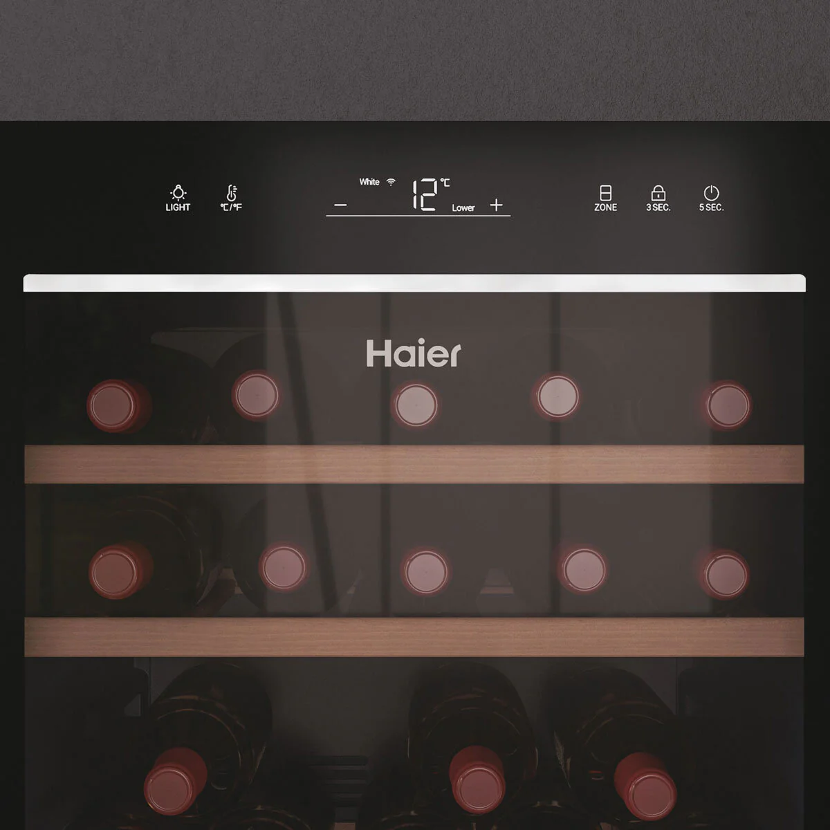 Haier HWS77GDAU1 77 Bottle Dual Zone Wine Cooler, G Rating in Black - Image 4