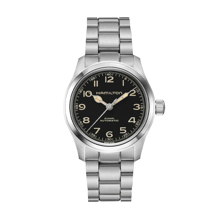 Hamilton Automatic 38mm Men’s Watch with Black Material Dial, Stainless Steel Case & Bracelet, 100m Water Resistant / H70405130