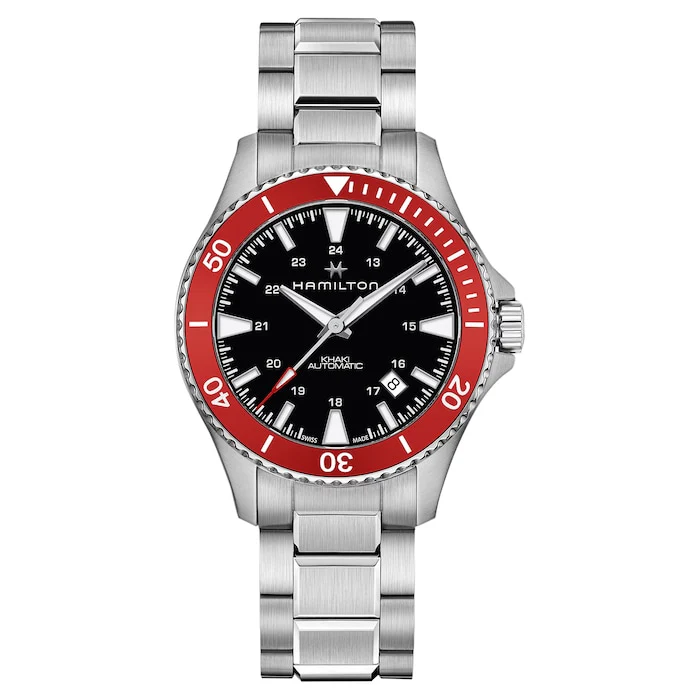 Hamilton Automatic 40mm Men’s Watch with Black Material Dial, Stainless Steel Case & Bracelet, 100m Water Resistant / H82405130