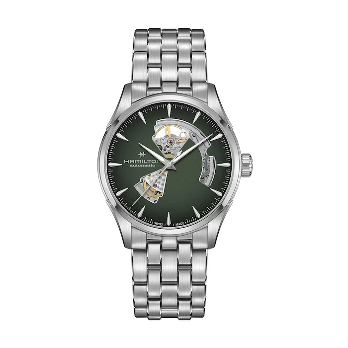 Hamilton Automatic 42mm Men’s Watch with Green Material Dial, Stainless Steel Case & Bracelet, 50m Water Resistant / H32705160
