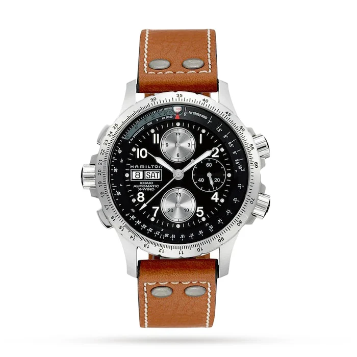 Hamilton Automatic 44mm Men’s Watch with Black Material Dial, Stainless Steel Case, 100m Water Resistant / H77616533