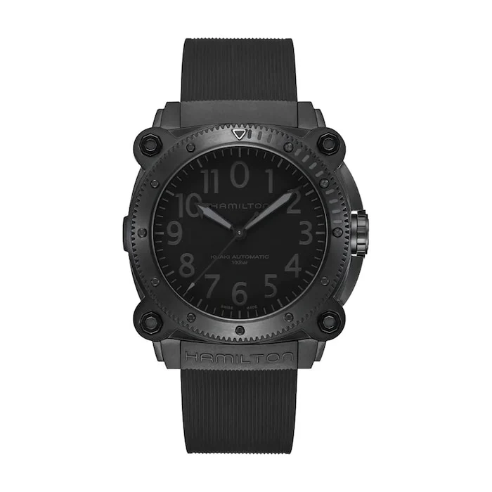 Hamilton Automatic 46mm Men’s Watch with Black Material Dial, Stainless Steel Case, 100m Water Resistant / H78505330