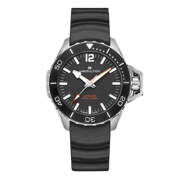 Hamilton Automatic 46mm Men’s Watch with Black Material Dial, Stainless Steel Case, 300m Water Resistant / H77825330