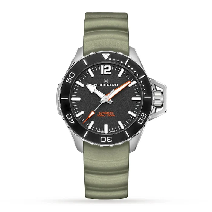 Hamilton Automatic 46mm Men’s Watch with Black Material Dial, Stainless Steel Case, 300m Water Resistant / H77825331