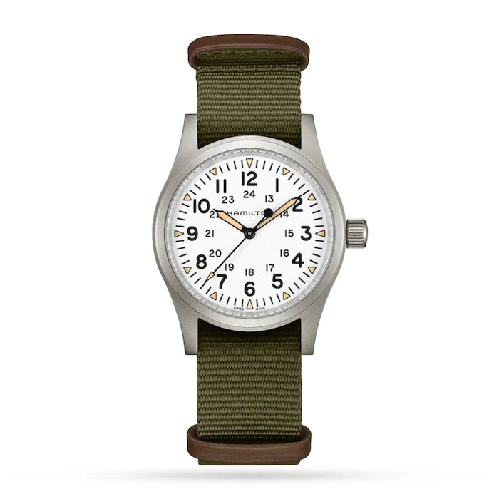 Hamilton Heritage Mechanical 38mm Men’s Watch with White Material Dial, Stainless Steel Case, 50m Water Resistant / H69439411