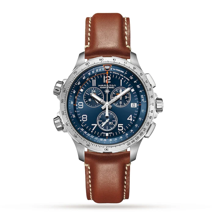Hamilton Quartz 46mm Men’s Watch with Blue Material Dial, Stainless Steel Case, 100m Water Resistant / H77922541