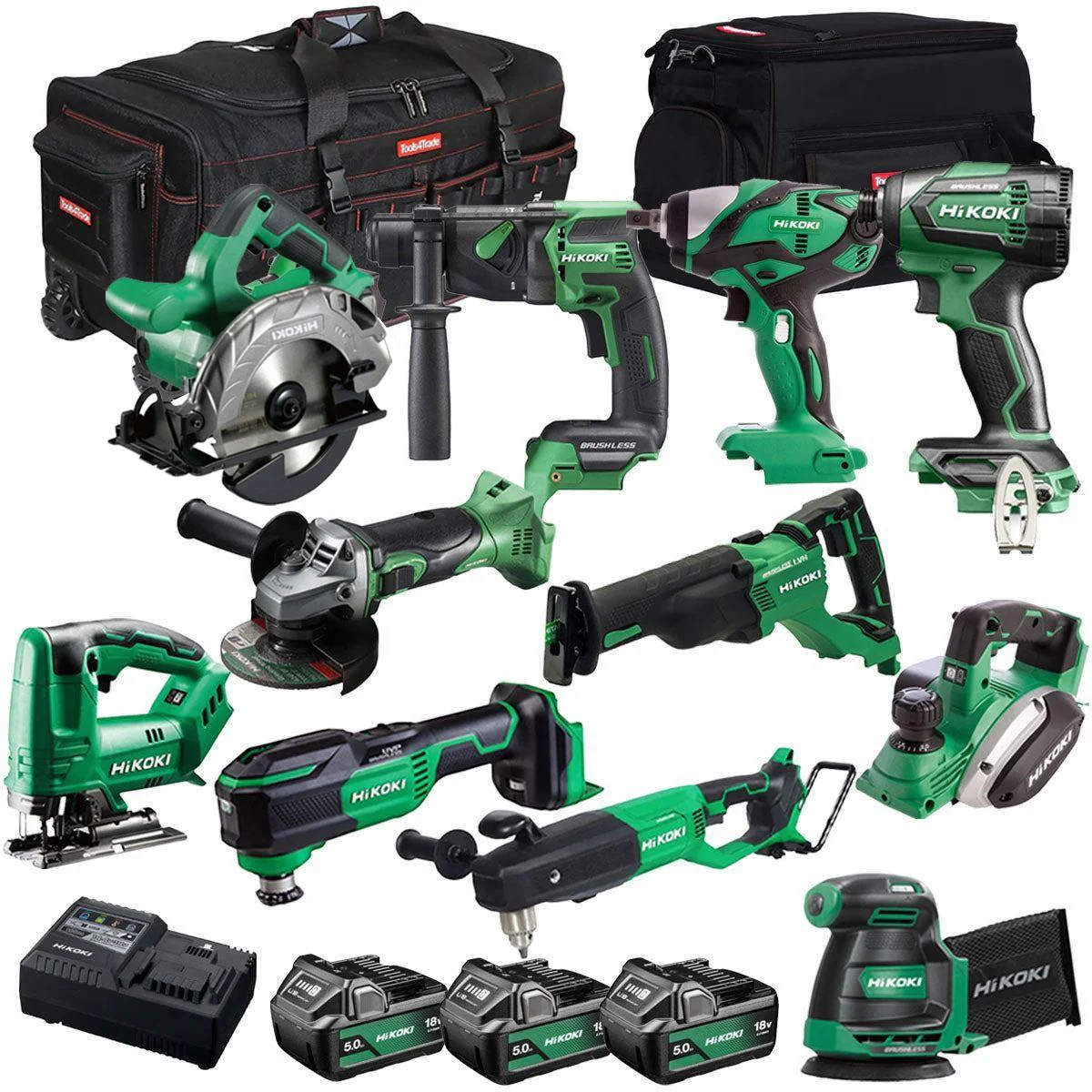 Hikoki 18V 11 Piece Power Tool Combo Kit with 3 x 5.0Ah Battery & Charger T4TKIT-27288