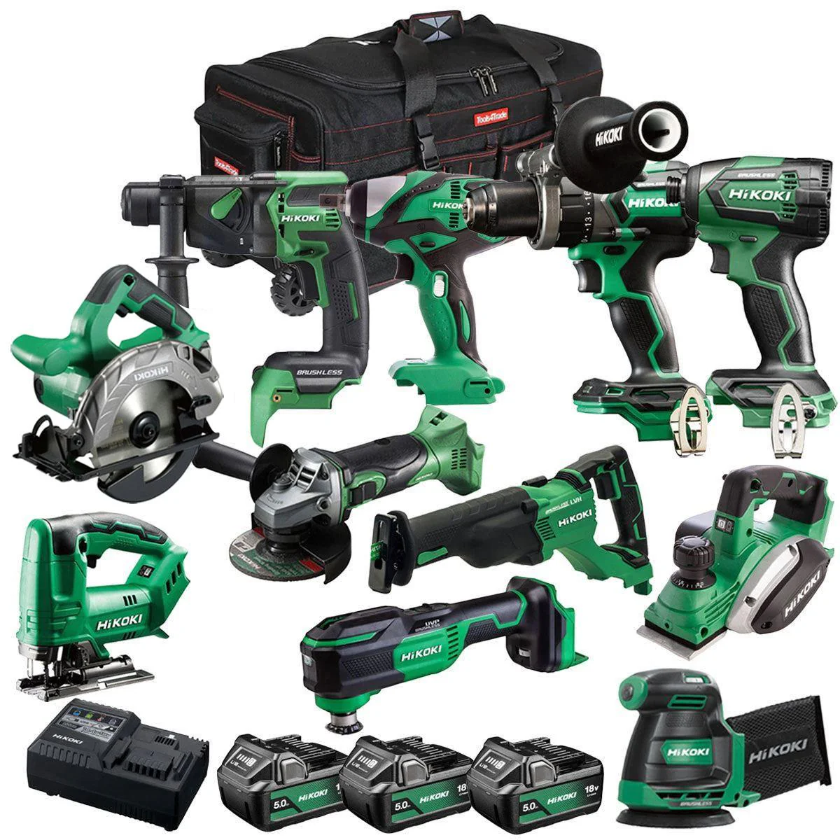 Hikoki 18V 11 Piece Power Tool Combo Kit with 3 x 5.0Ah Battery & Charger T4TKIT-27291