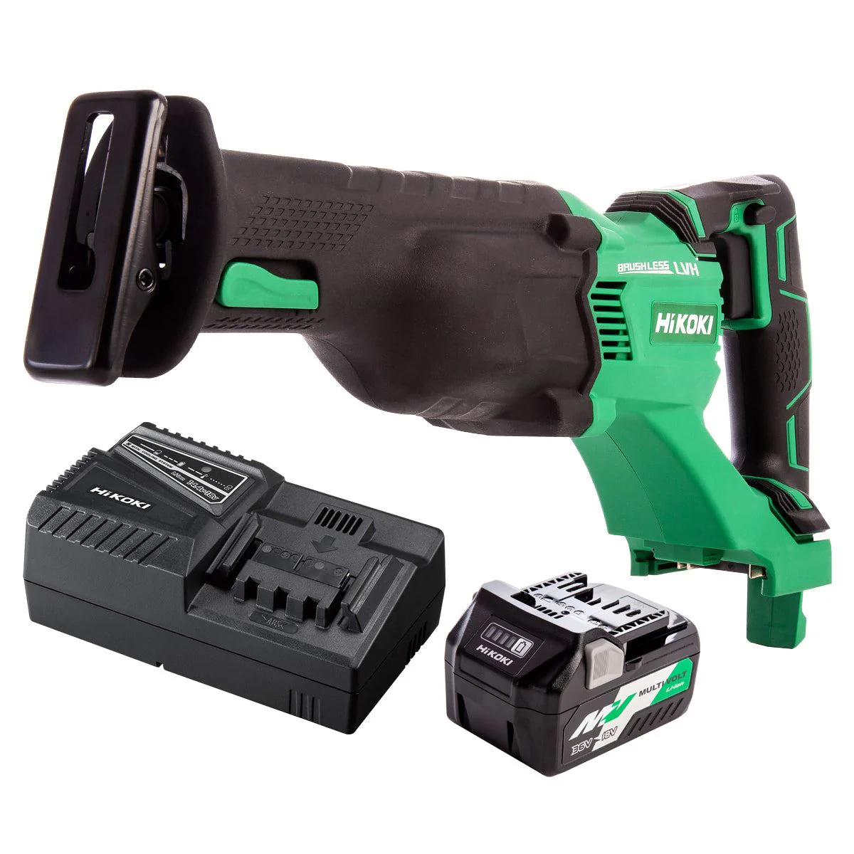 Hikoki CR18DBLJ4Z 18V Brushless Reciprocating Saw with 1 x 2.5Ah/5.0Ah Battery & Charger