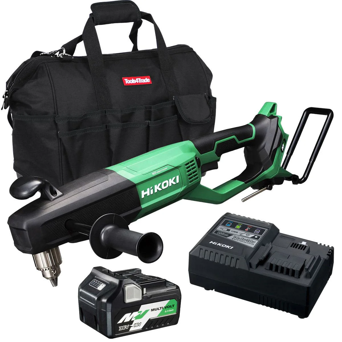 Hikoki D36DYAW4Z 36V MultiVolt Brushless 1/2" Angle Drill with 1 x 2.5Ah/5.0Ah Battery Charger & Bag