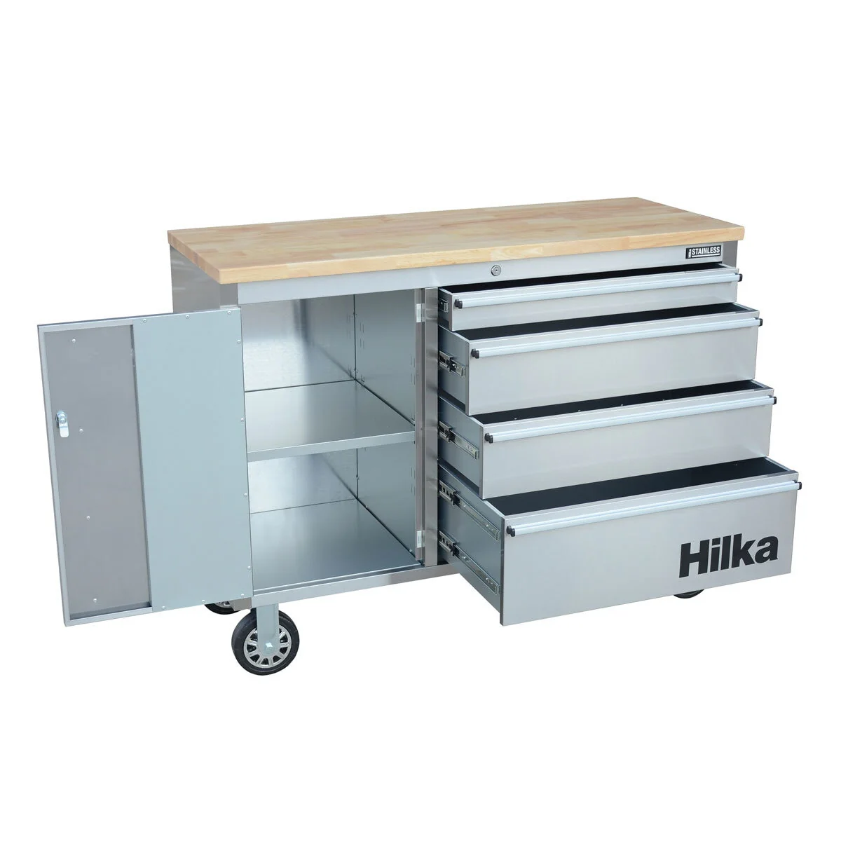Hilka 48" 4 Drawer Stainless Steel Tool Cabinet - Image 8