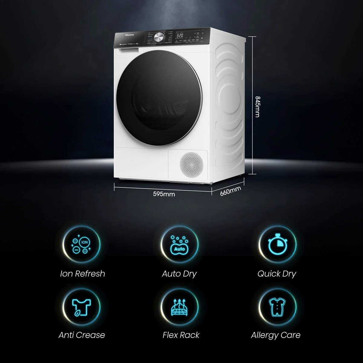 Hisense DH5S102BW, 10kg Heat Pump Dryer A+++ Rating in White - Image 6