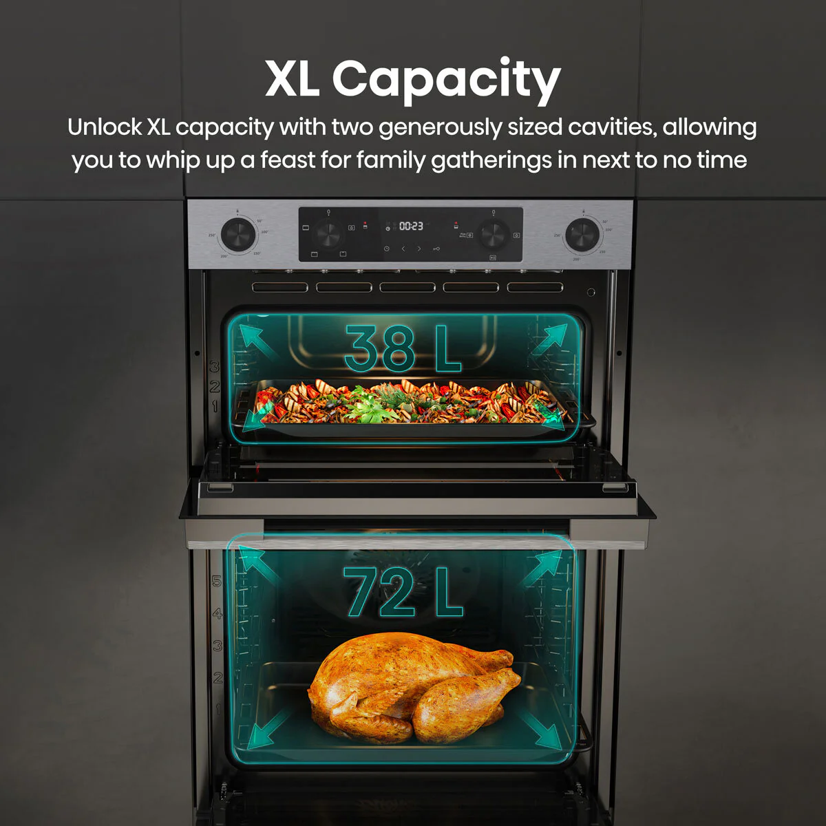 Hisense Hi6 BID914221CX Electric Built-In Double Oven, A Rated in Stainless Steel - Image 3