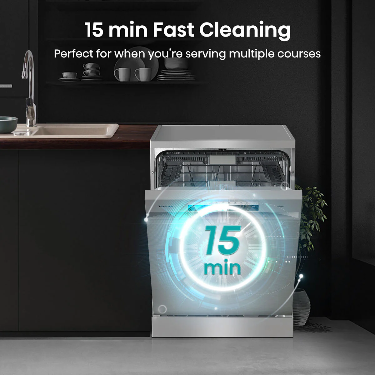 Hisense HS673C60XUK Freestanding Dishwasher, C Rated in Stainless Steel - Image 5