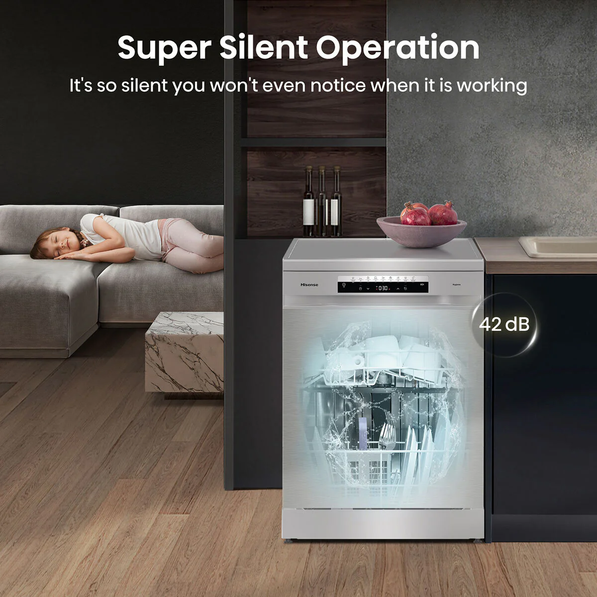 Hisense HS673C60XUK Freestanding Dishwasher, C Rated in Stainless Steel - Image 7